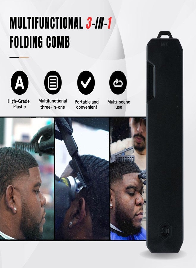 BARBERPLAN Protable Folding Pocket Comb for Men, 3 in 1 Hair Comb - Fine Tooth & Wide Tooth Comb, for Everyday Grooming & Combing Hair, Beards and Mustaches (Black) - Image 5
